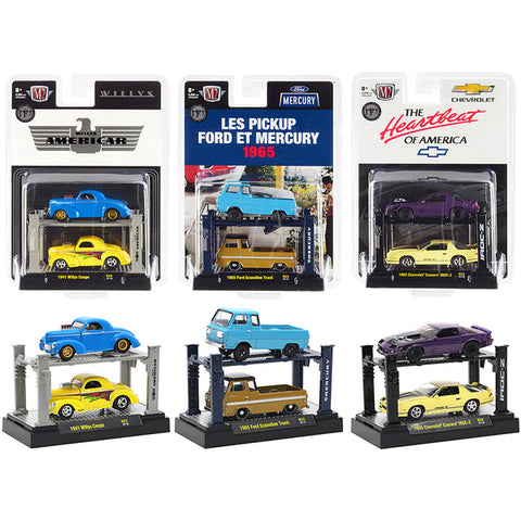 "Auto Lifts" Set of 6 pieces Series 23 Limited Edition to 6050 pieces Worldwide 1/64 Diecast Model Cars by M2 Machines