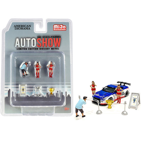 "Auto Show" Diecast Set of 6 pieces (3 Figurines and 3 Accessories) for 1/64 Scale Models by American Diorama